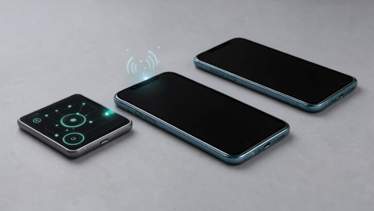 Smartphone moderne associé à une activation numérique et à des symboles de connectivité sans fil, illustrant la compatibilité et les avantages de l’eSIM.